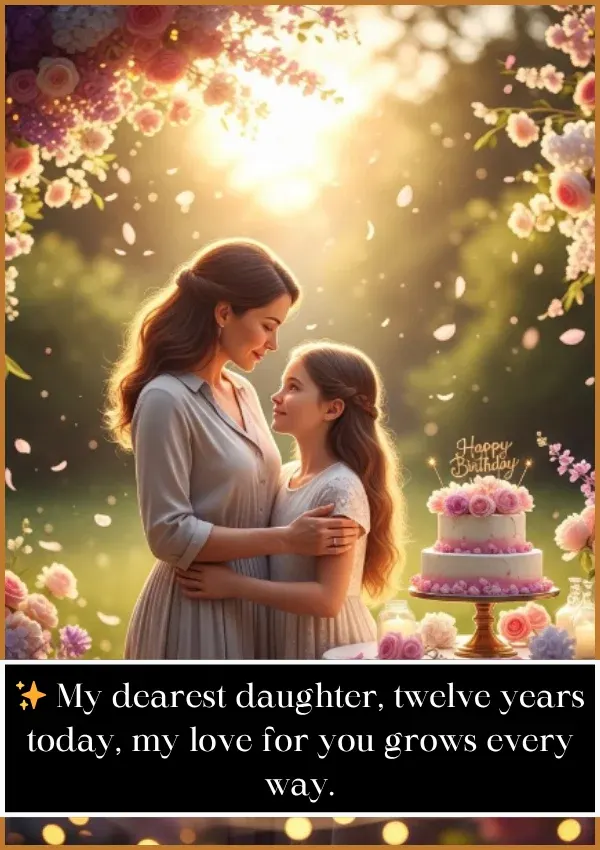 12th Birthday Wishes for Daughter from Mom