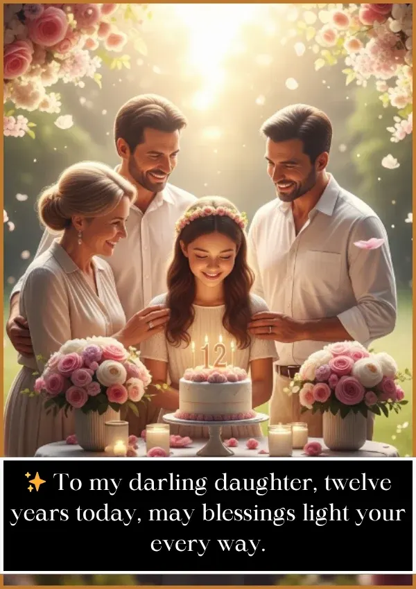 12th Birthday Wishes for Daughter