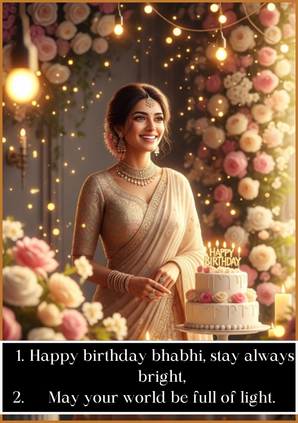 Happy Birthday Bhabhi Wishes 2 Line
